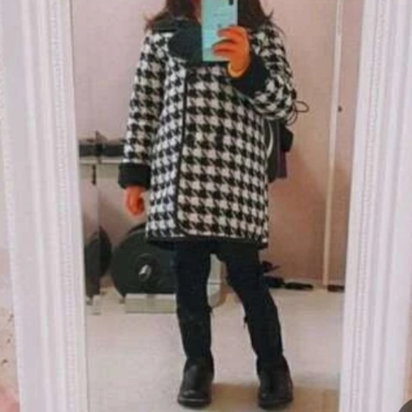 GIRLS Houndstooth Teddy lined Tweed Coat 😻🌈🤌💞 - Picture 10 of 10